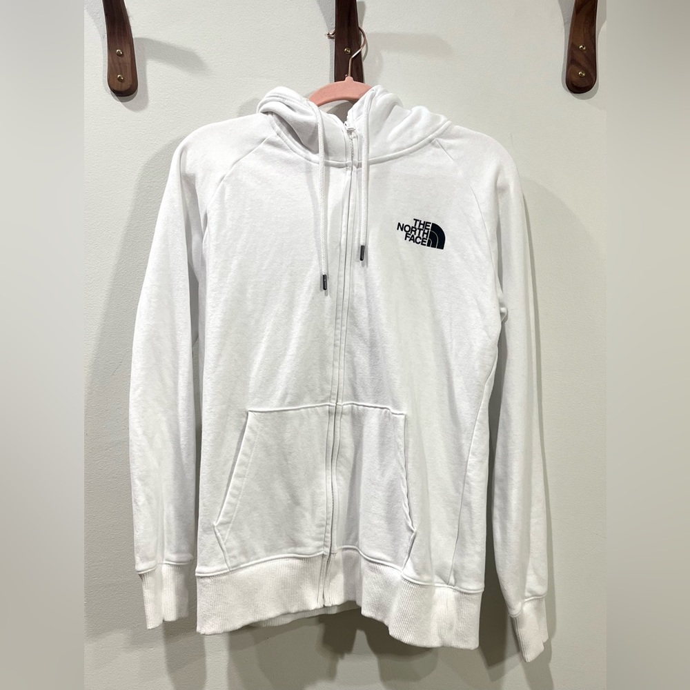 The North Face Full Zip Graphic Hoodie Sweatshirt White Black Size M